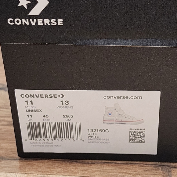 ❗️NWT❗️Converse Chuck Taylor All Star Leather White High Top Shoe Size 11 - Picture 12 of 13